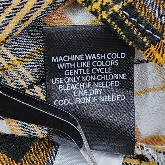 Torrid Top Womens 1 1X/14-16 Yellow Black Plaid Peplum Crinkle Flannel Gauze - Picture 6 of 10